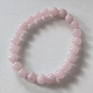 Elegant Pink Rose Quartz Beaded Gemstone Stretch Bracelet